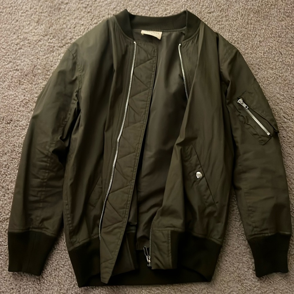Army green bomber jacket
